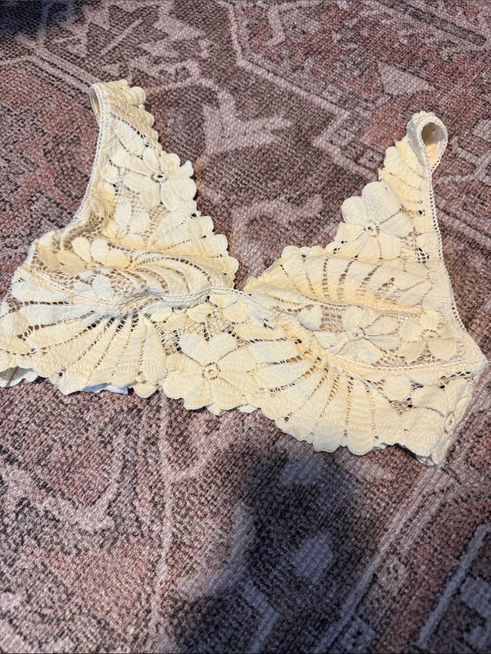 Free People Cream Floral Lace Bralette